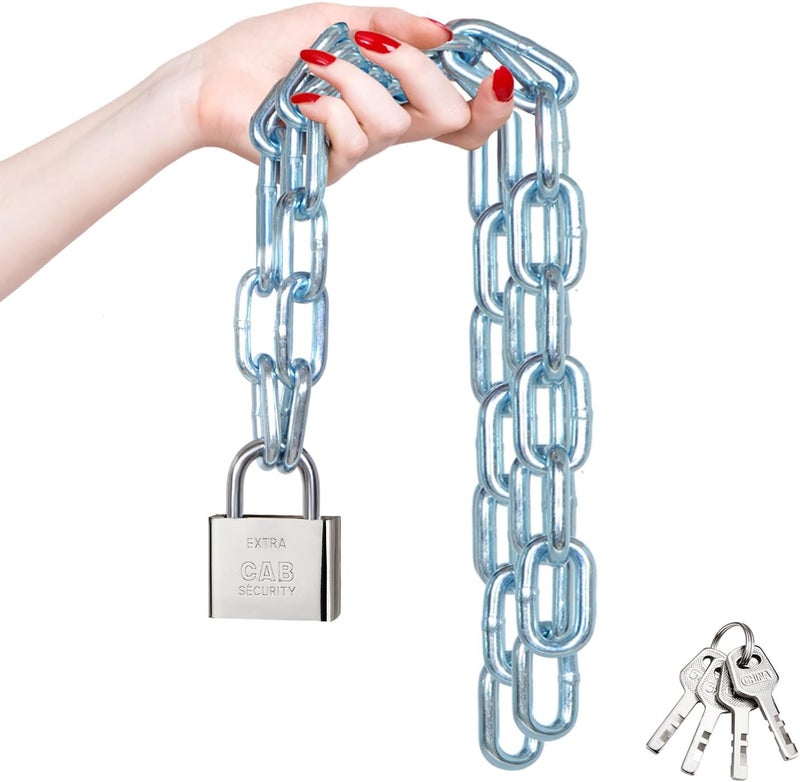 VNAKER Security Chain and Lock - 39 Inch Heavy Duty 8mm Galvanized Anti-Rust and Anti-Theft Chain With Padlock for Bike, Bicycle, Scooter, Motorcycle, Door, Gate, Fence - Image 1